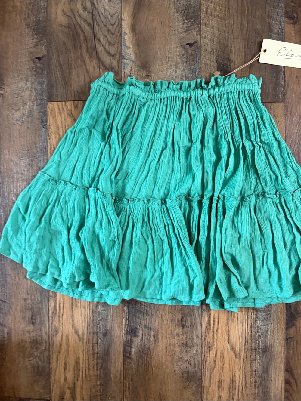 Elan Teal Crinkled Tiered Skater Skirt - Picture 3 of 3